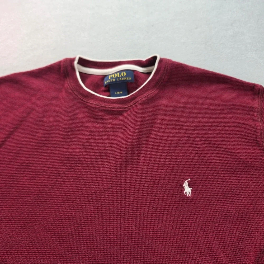 Polo Ralph Lauren Men's Burgundy Waffle Knit Thermal Shirt Preppy Classic L